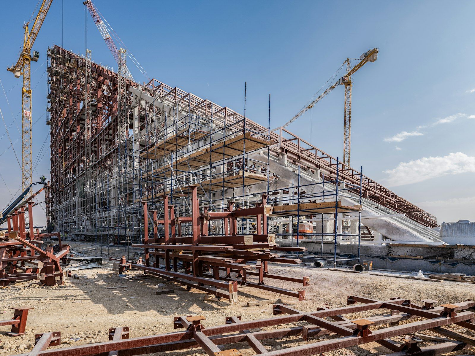 Steel frame of a data centre under construction