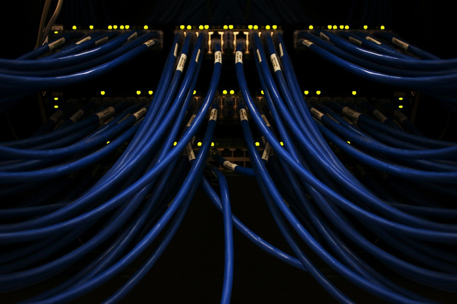 Network cabling at the back of server racks in an edge facility